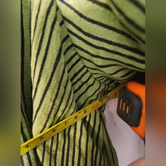 Ali Miles Green Striped Rayon 3/4 Sleeve Art To Wear Button Up - Picture 6 of 6